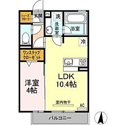 ハーベスト横井 1LDKの間取図画像