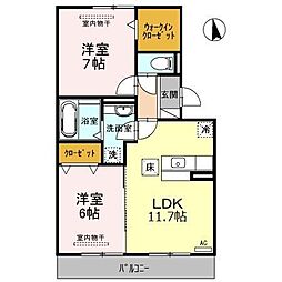 グランドール正徳 2LDKの間取図画像