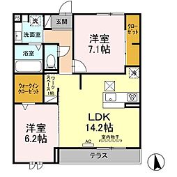 クレセント7 2LDKの間取図画像