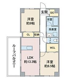 第三翠芳ビル 2LDKの間取図画像