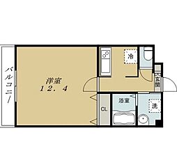 鶴羽之彩 1Kの間取図画像