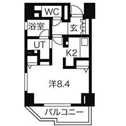 CASSIA車道 1Kの間取図画像
