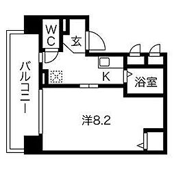 ヒルズ花の木 1Kの間取図画像
