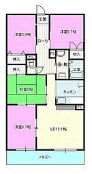 第五西垣ハイツ 3LDKの間取図画像