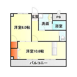 長谷川ビル 1LDKの間取図画像