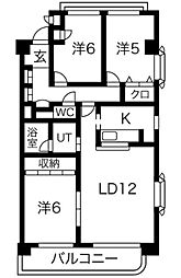 ガーデンコート元八事 3LDKの間取図画像