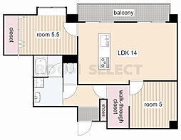 エンポリアム関 2LDKの間取図画像