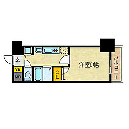 プレサンス名古屋STATIONビーフレックス 1Kの間取図画像