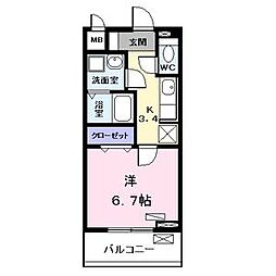 コンフォート・テラス 1Kの間取図画像