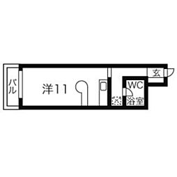 アビタシオン泉 ワンルームの間取図画像