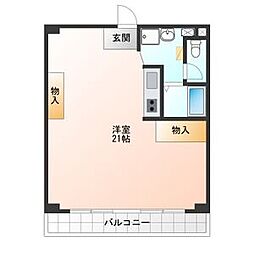 ノイエ・シュトラッセ山木田ビル ワンルームの間取図画像
