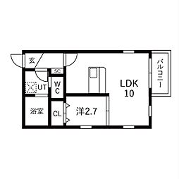 ジュエル守山I 1LDKの間取図画像