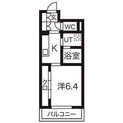 グランドゥール千種 1Kの間取図画像