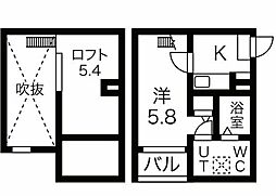 venusta 1Kの間取図画像