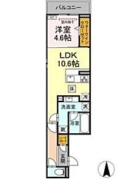ルサンティエ本郷 1LDKの間取図画像
