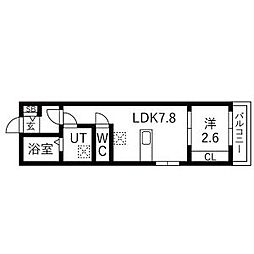 名古屋市東区矢田2丁目マンション 1LDKの間取図画像