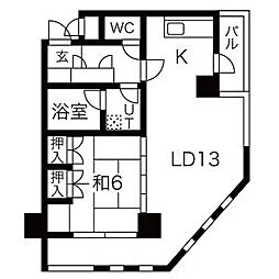 錦ハーモニー 1LDKの間取図画像