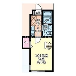 ヴィアス緑ヶ丘 1階1Kの間取り