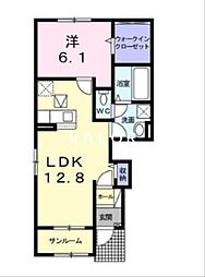 コリーナ　アルモE 1階1LDKの間取り