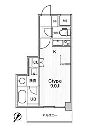 JMFResidence町田 ワンルームの間取図画像