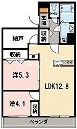 相模原市南区南台4丁目アパート 2SLDKの間取図画像
