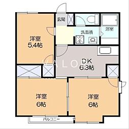 オーチャード・ヒルズ 3DKの間取図画像