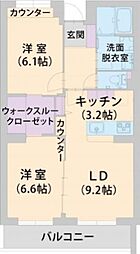 パラッツォ淵野辺1 2LDKの間取図画像