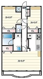サン・ベルデュール 2LDKの間取図画像