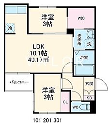 セレーノ東林間 2LDKの間取図画像