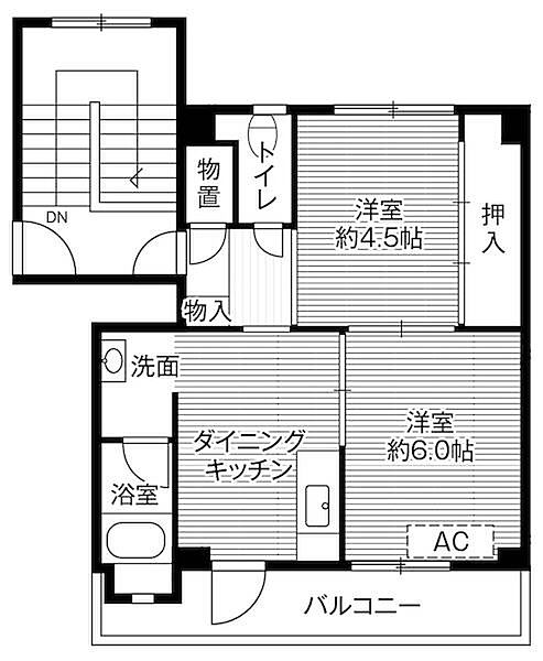 ビレッジハウス富山南2号棟 0202｜富山県富山市上野(賃貸マンション2DK・2階・38.06㎡)の写真 その2