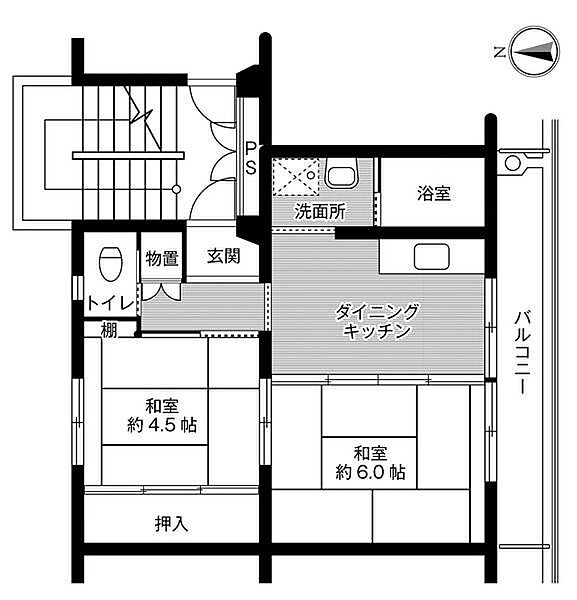 ビレッジハウス烏山1号棟 0201｜栃木県那須烏山市城東(賃貸マンション2DK・2階・39.83㎡)の写真 その2
