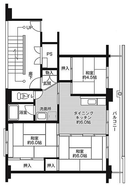 ビレッジハウス足利朝倉2号棟 0402｜栃木県足利市朝倉町(賃貸マンション3DK・4階・53.08㎡)の写真 その2