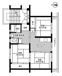 ビレッジハウス高道祖2 3DKの間取図画像