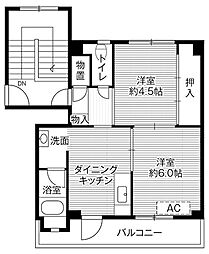 ビレッジハウス津沢1号棟 2DKの間取図画像