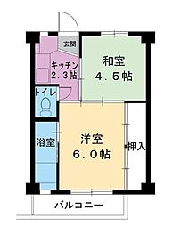 ビレッジハウス坂城2号棟 2Kの間取図画像