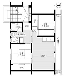 ビレッジハウス希望ヶ丘1号棟 2LDKの間取図画像