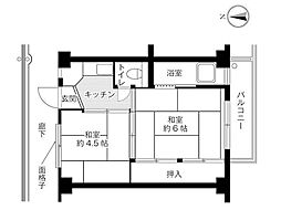 ビレッジハウス中興野1号棟 2Kの間取図画像