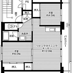 ビレッジハウス高萩2号棟 2LDKの間取図画像