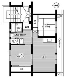 ビレッジハウス中込2号棟 2LDKの間取図画像