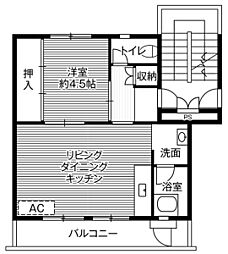 ビレッジハウス中込1号棟 1LDKの間取図画像