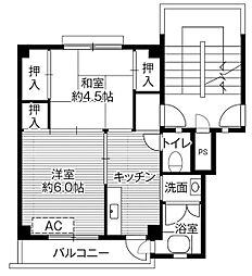 ビレッジハウス北茨城2号棟 2Kの間取図画像