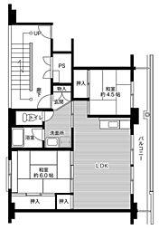 ビレッジハウス高萩2号棟 2LDKの間取図画像