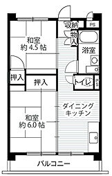 ビレッジハウス向台タワー 2DKの間取図画像