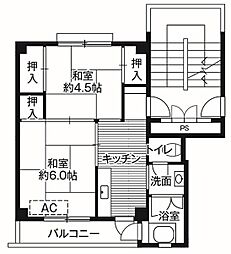 ビレッジハウス仏田1号棟 2Kの間取図画像