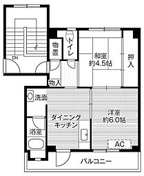 ビレッジハウス津沢2号棟 2DKの間取図画像