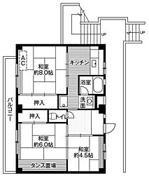 ビレッジハウス大谷4号棟 3DKの間取図画像