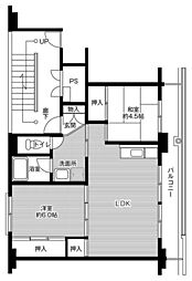 ビレッジハウス小出2号棟 2LDKの間取図画像