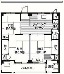 ビレッジハウス栗ヶ沢4 3DKの間取図画像