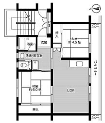 ビレッジハウス所沢1号棟 2LDKの間取図画像