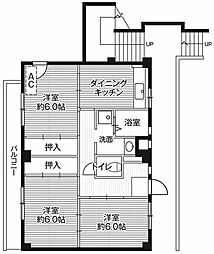 ビレッジハウス中貫3 3DKの間取図画像